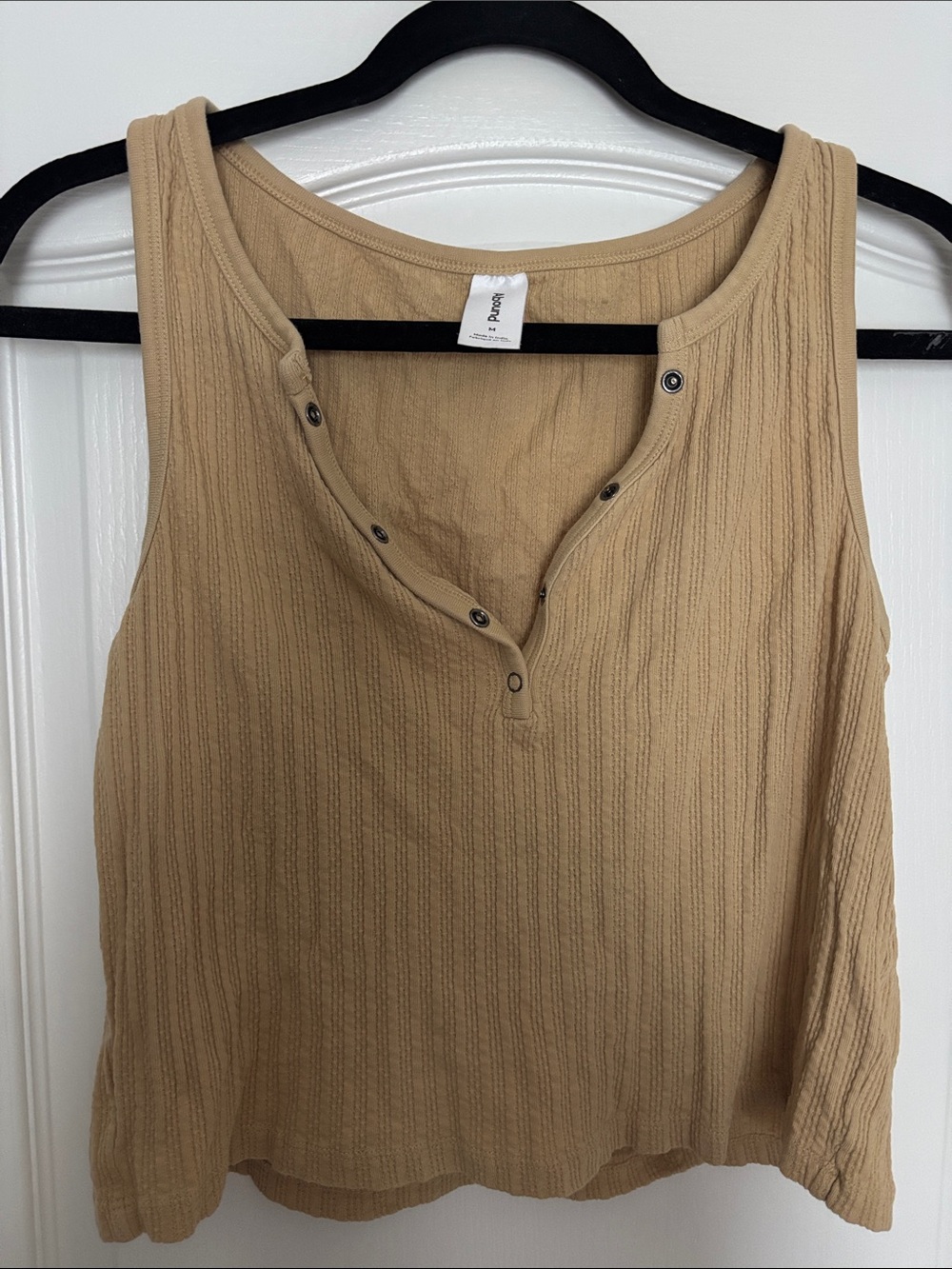 Abound Camel Tan Ribbed Snap-Front Tank Top